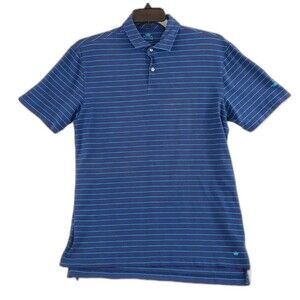 Peter Millar Golf Polo Seaside Wash Mens Size Medium Blue Striped Athletic Soft